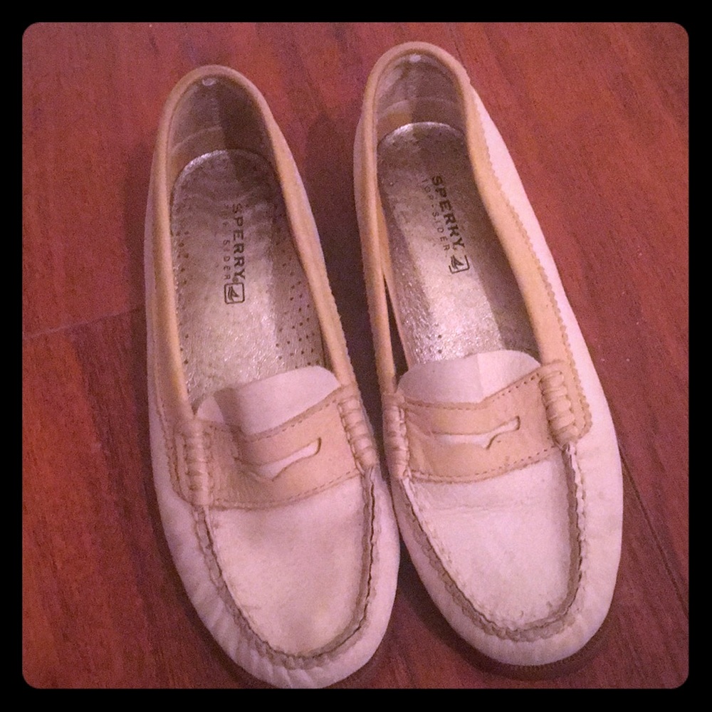 SPERRY Top-Sider Loafers Cream and Tan Leather